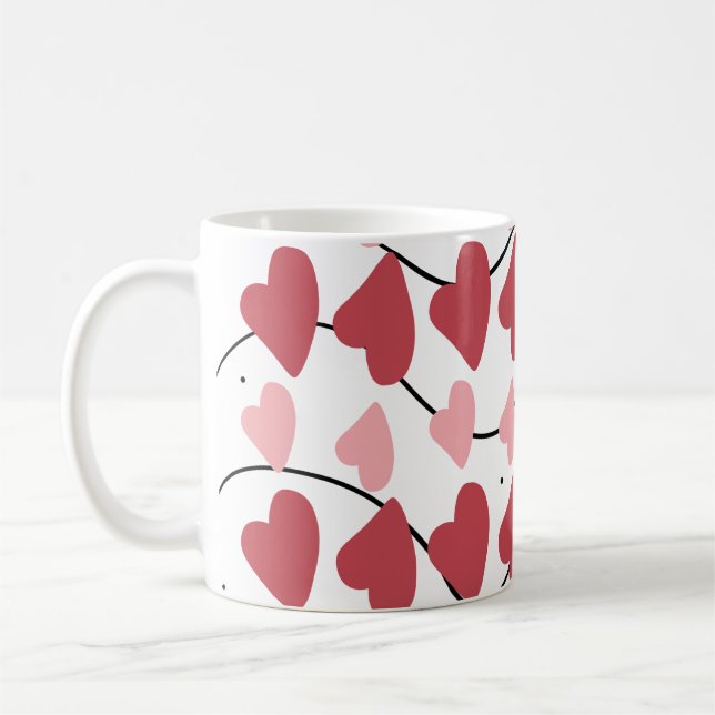 Mug Motif de cœurs à pois doodles pour la Saint-Valent (Gauche)