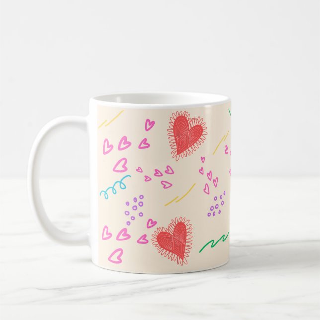 Mug Motif de coeurs colorés (Gauche)