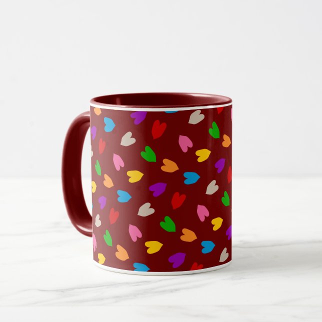 Mug Motif de cœurs d'amour colorés rouges  (Devant gauche)