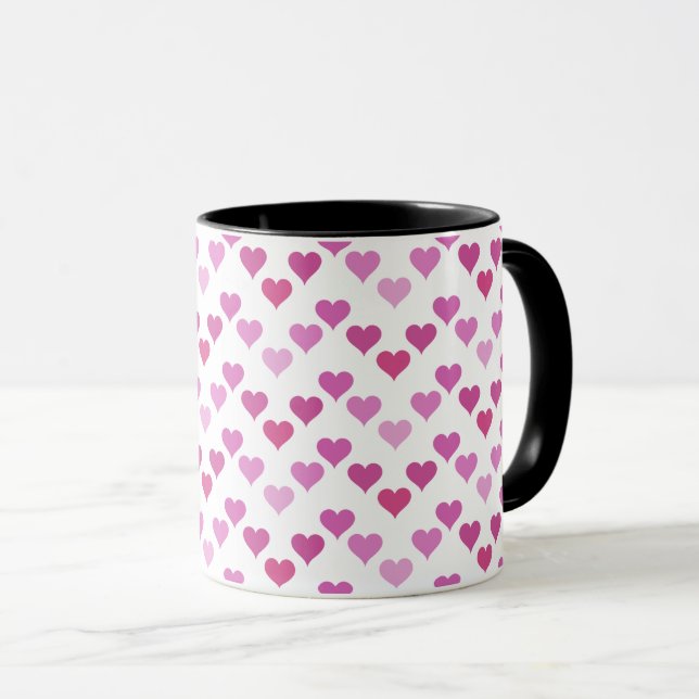Mug Motif de cœurs Élégant Moderne Blanc Rose Chic (Devant droit)
