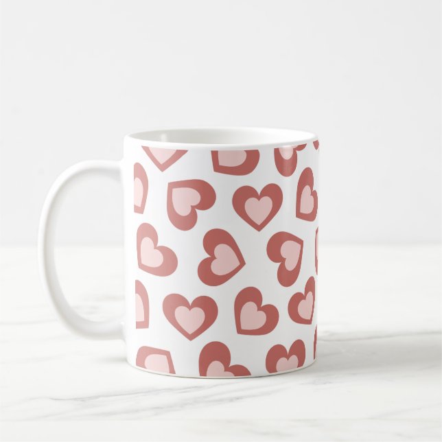 Mug Motif de cœurs Élégant Moderne Blanc Rouge Chic (Gauche)