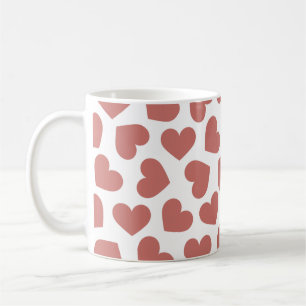 Mug Motif de cœurs Élégant Moderne Blanc Rouge Chic