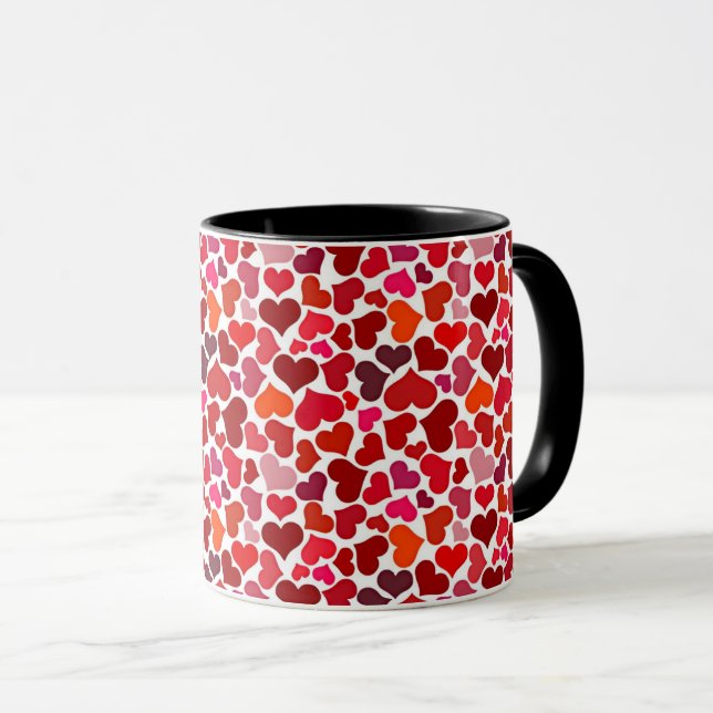 Mug Motif de cœurs Élégant Moderne Rose Rouge Chic (Devant droit)