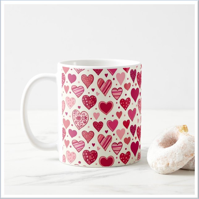 Mug Motif de cœurs roses et rouges modernes (Créateur téléchargé)