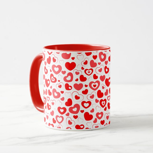 Mug Motif de cœurs rouges de la Saint-Valentin (Devant gauche)