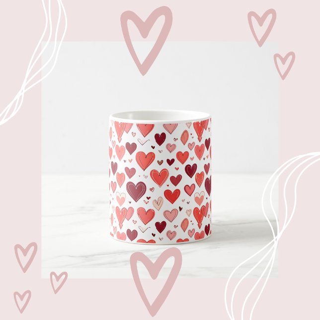 Mug Motif de cœurs rouges dessinés à la main de manièr (Créateur téléchargé)