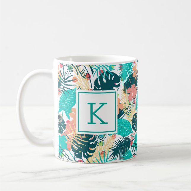 Mug Motif de collage de feuilles et fleurs tropicales (Gauche)