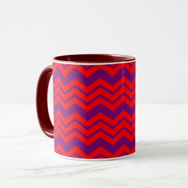 Mug Motif de conception Chevron rouge et violet  (Devant gauche)