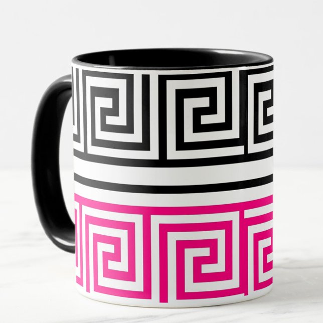 Mug Motif de conception de clé grecque en frise rose n (Créateur téléchargé)