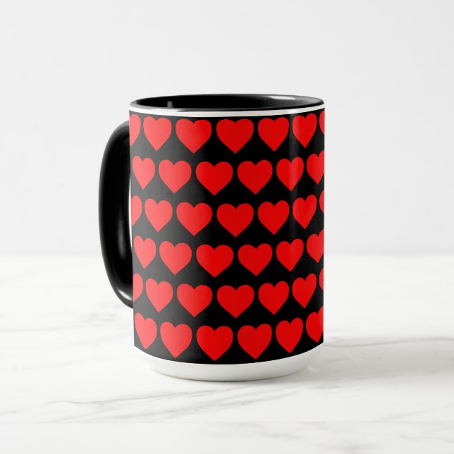 Mug motif de conception de cœurs rouges valentin amour (Devant gauche)