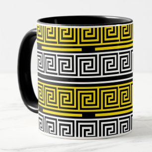 Mug Motif de conception de frise à clé grecque jaune b
