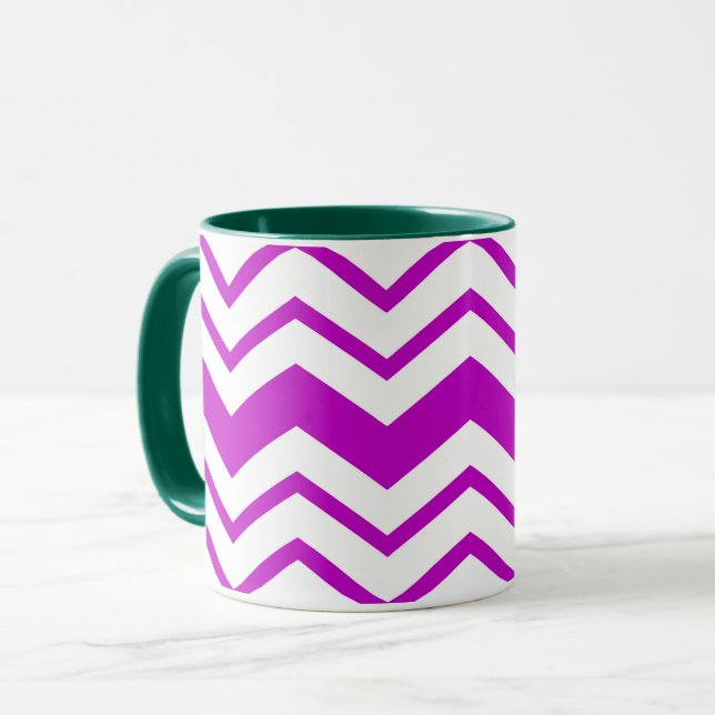 Mug Motif de conception de zigzag chevron blanc violet (Devant gauche)