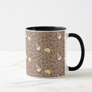 Mug Motif de cône glacé sur le Brown
