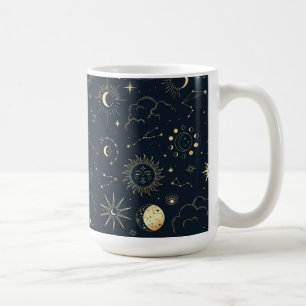 Mug Motif de constellation d'étoile d'or bleu minuit