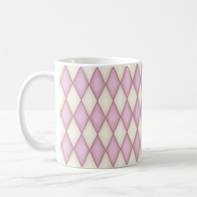 Mug Motif de contrôle Diamond Arlequin Arlequin Rose & (Gauche)