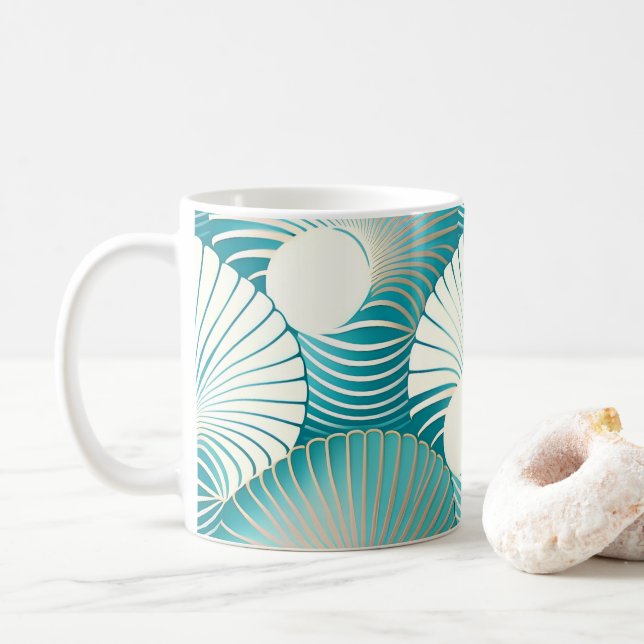 Mug Motif de coquillage bleu (Avec donut)