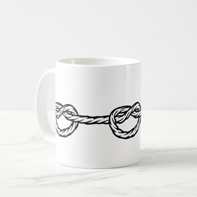 Mug Motif de corde à noeud noir et blanc (Devant gauche)
