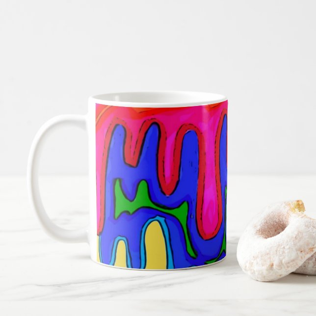 Mug Motif de couleur qui dégouline électrique (Avec donut)
