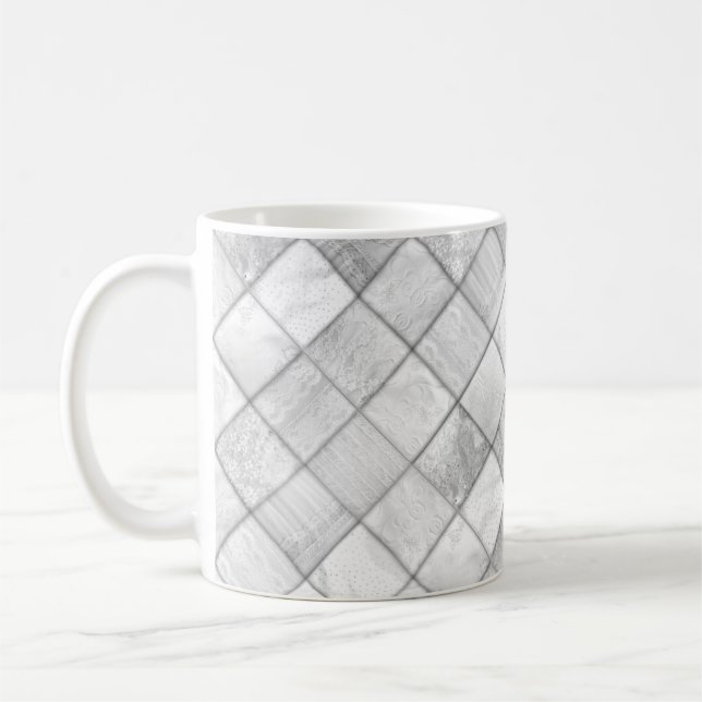 Mug Motif de courtepointe à motif patchwork argenté (Gauche)