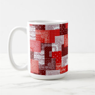 Mug Motif de couture patchwork bandana rouge paisley
