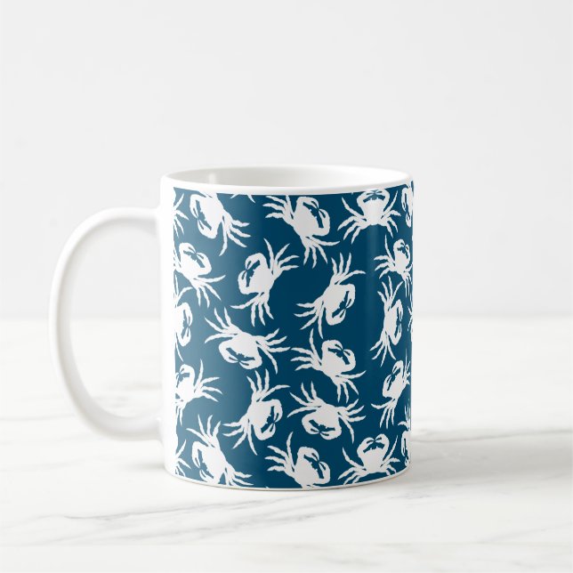 Mug Motif de crabe blanc et bleu sans joint (Gauche)