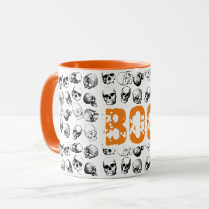 Mug Motif de crâne effrayant Halloween Boo orange 
