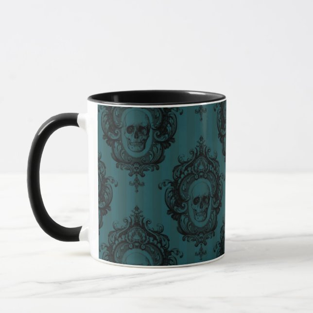 Mug Motif de crâne sur des bandes verticales vertes Ha (Gauche)