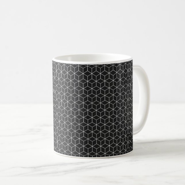 Mug Motif de cube géométrique noir et blanc (Devant droit)