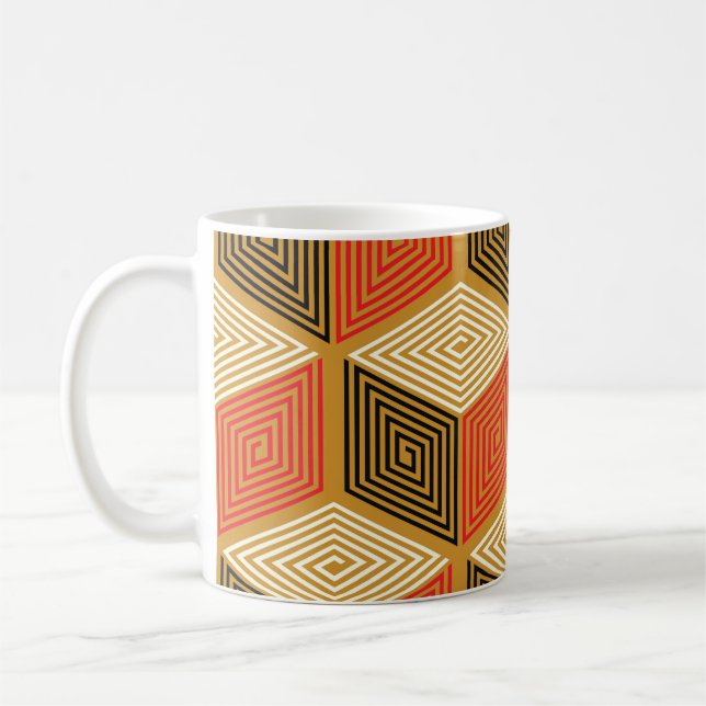 Mug Motif de cube Vintage rouge or (Gauche)