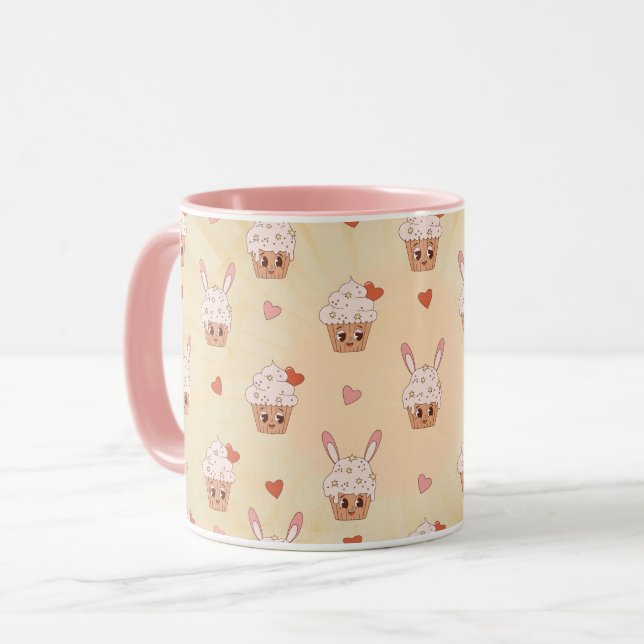 Mug Motif de cupcakes de lapin rétro (Devant gauche)