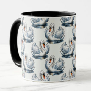 Mug Motif de cygnes sur fond blanc