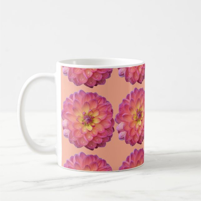 Mug Motif de dahlia rose et jaune (Gauche)