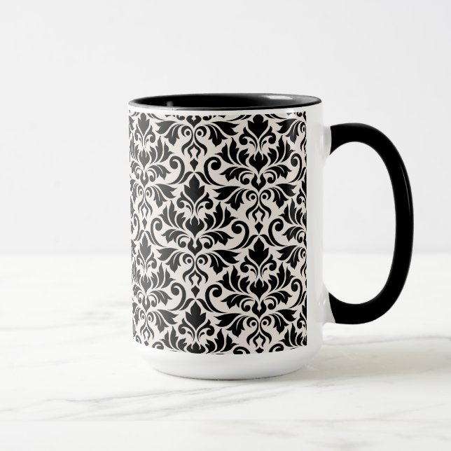 Mug Motif de Damas en fleur noir sur crème (Droite)