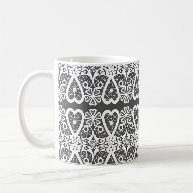 Mug Motif de dentelle grise et blanche (Gauche)