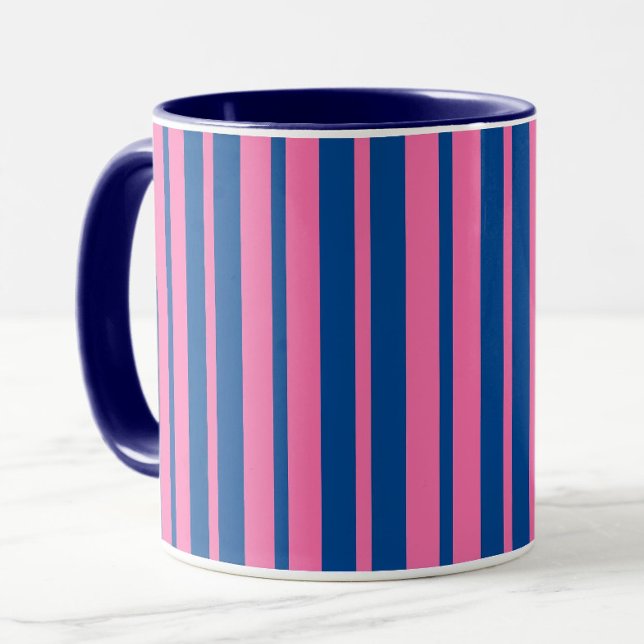 Mug Motif de design à rayures élégantes rose bleu  (Créateur téléchargé)