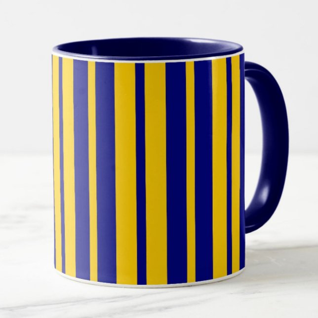 Mug Motif de design de rayures élégantes bleu jaune  (Créateur téléchargé)