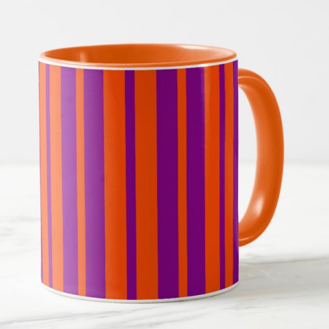 Mug Motif de design de rayures élégantes orange et vio (Créateur téléchargé)