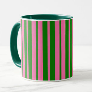 Mug Motif de design de rayures élégantes roses et vert
