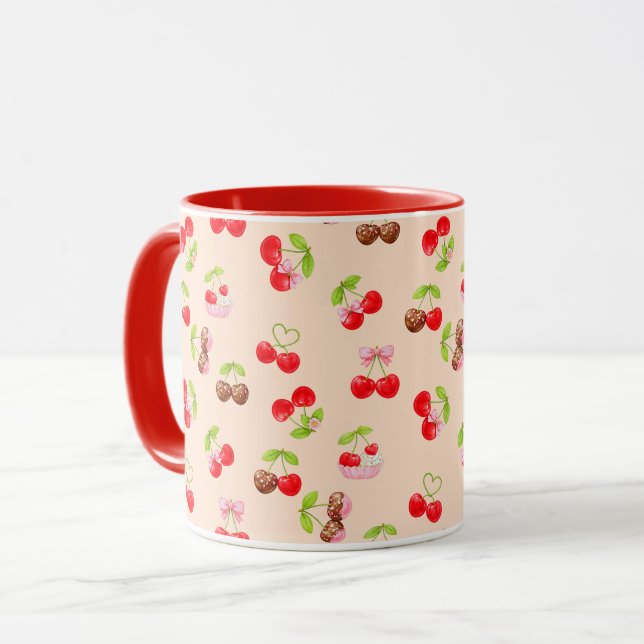 Mug Motif de dessert cerise mignon Design esthétique d (Devant gauche)