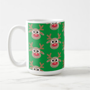 Mug Motif de dessin animé de Noël Green Cute Reinder