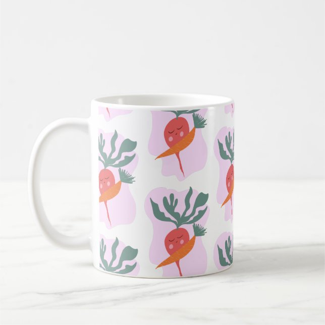 Mug Motif de dessin animé de radis et carotte mignon   (Gauche)
