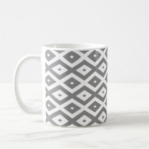 Mug Motif de diamants gris et blanc