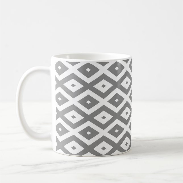 Mug Motif de diamants gris et blanc (Gauche)