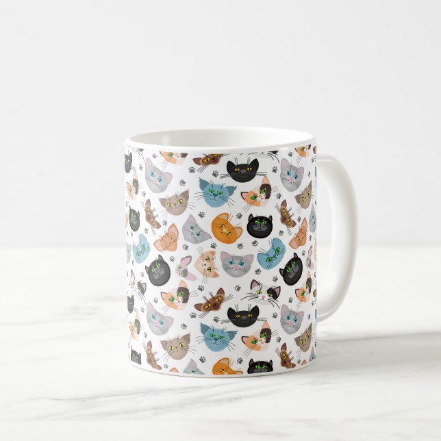 Mug Motif de diverses faces de chats (Devant droit)