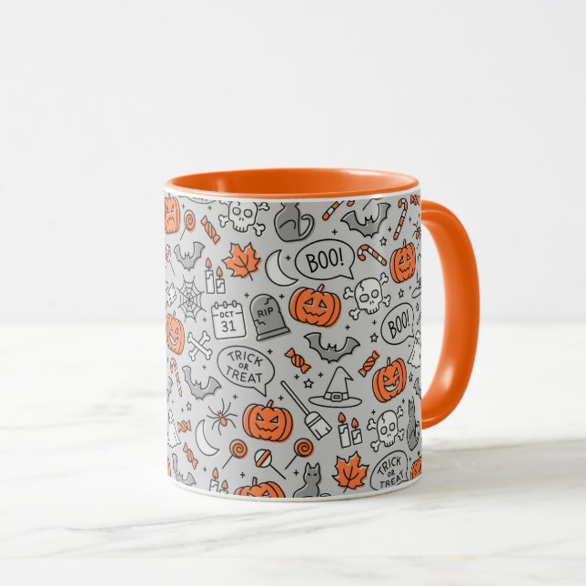 Mug Motif de doodle pour les enfants mignons Halloween (Devant droit)