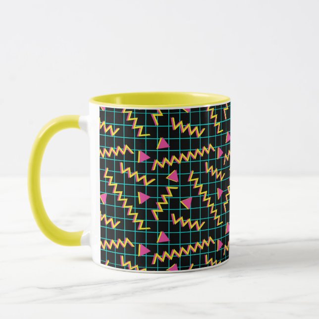 Mug motif de doodle Retro Black & Neon des années 80/9 (Gauche)