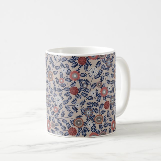 Mug Motif de feuillage émeraude et magenta époustoufla (Devant droit)