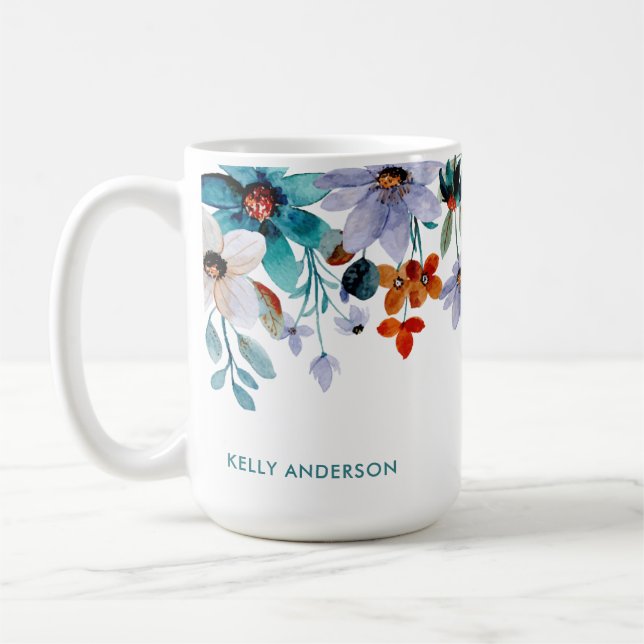 Mug Motif de feuillage tropical féminin et girly (Gauche)