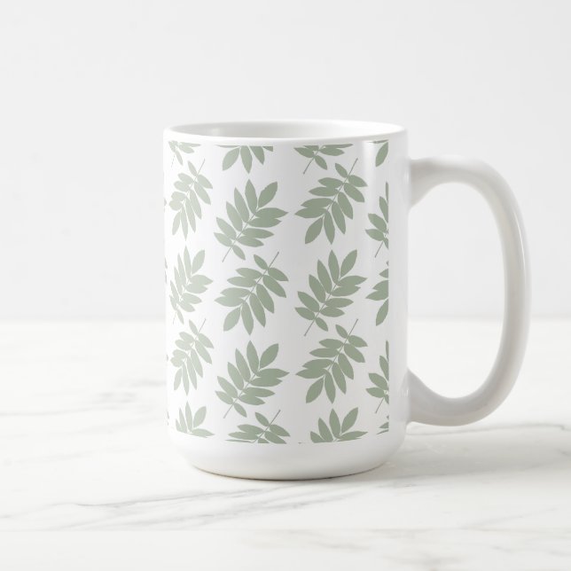 Mug Motif de feuille aînée vert+blanc (Droite)