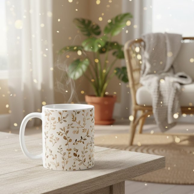 Mug Motif de feuille bohème dessiné à la main (Créateur téléchargé)